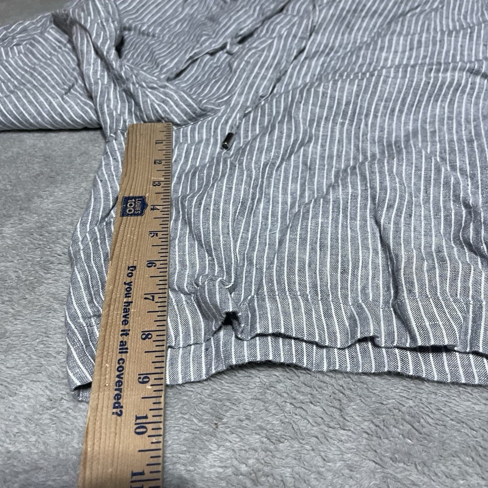Chicos Shorts Womens 16 Chicos 3 Linen Gray White Striped Drawstring Lagenlook - Picture 3 of 7